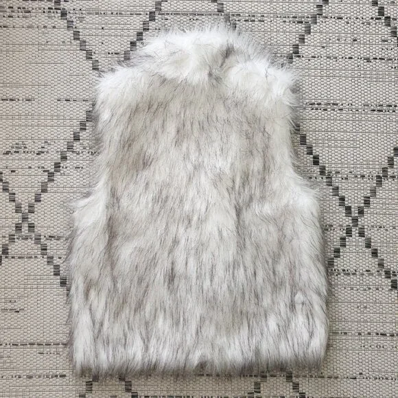 Nordstrom Faux Fur Vest White Black Longline Women's Luxurious Pockets Jacket S - Picture 5 of 11